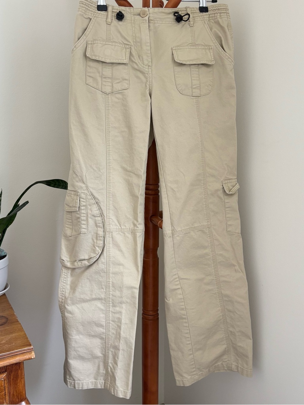Brandy Melville Beige Cargo Pants with Utility Pockets
